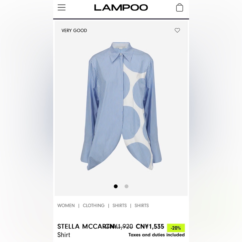 Stella mccartney Long sleeve oxford shirts in sky blue.